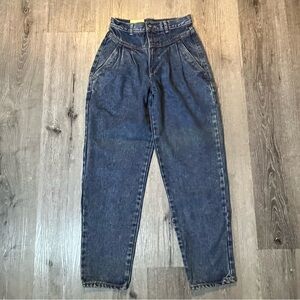 Vintage 80s Bill Blass Blue Denim High Waisted Pleated Mom Jeans Tapered Leg